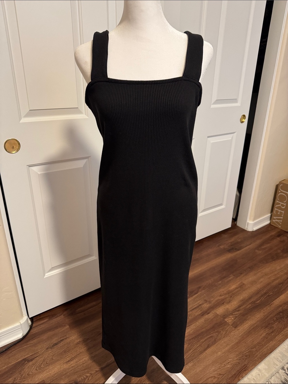 Old Navy Black Ribbed Square-Neck Midi Dress